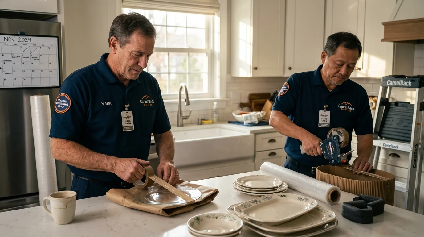 Professional crew packing kitchen dishware in Wildwood, NJ
