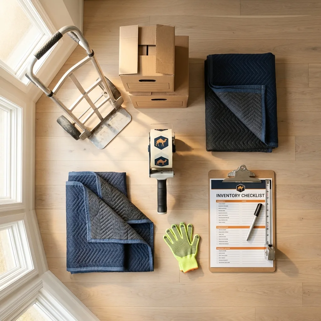 Professional moving supplies and packing materials layout for Wildwood residential relocations